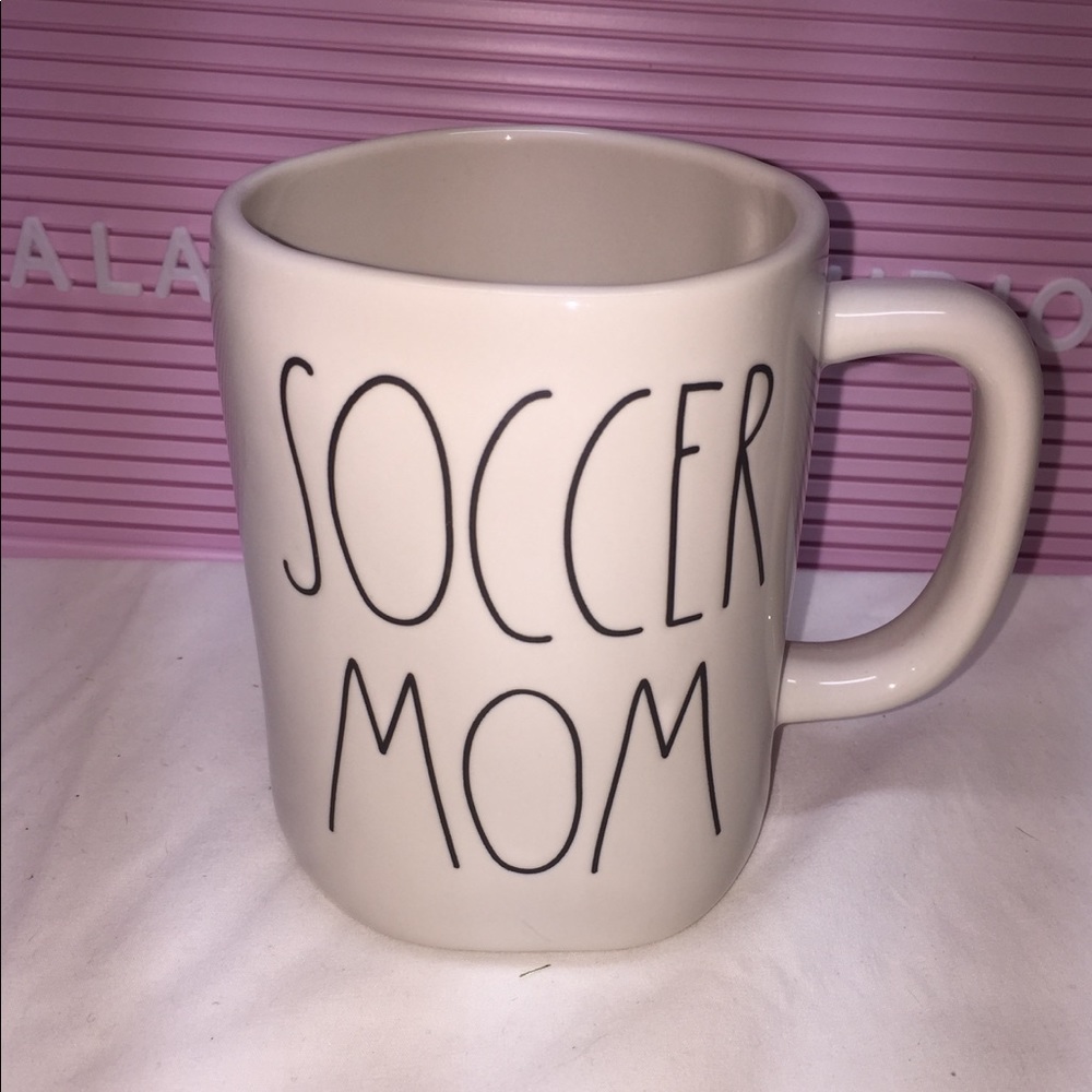 Rae Dunn SOCCER MOM ceramic  mug inlaid letters